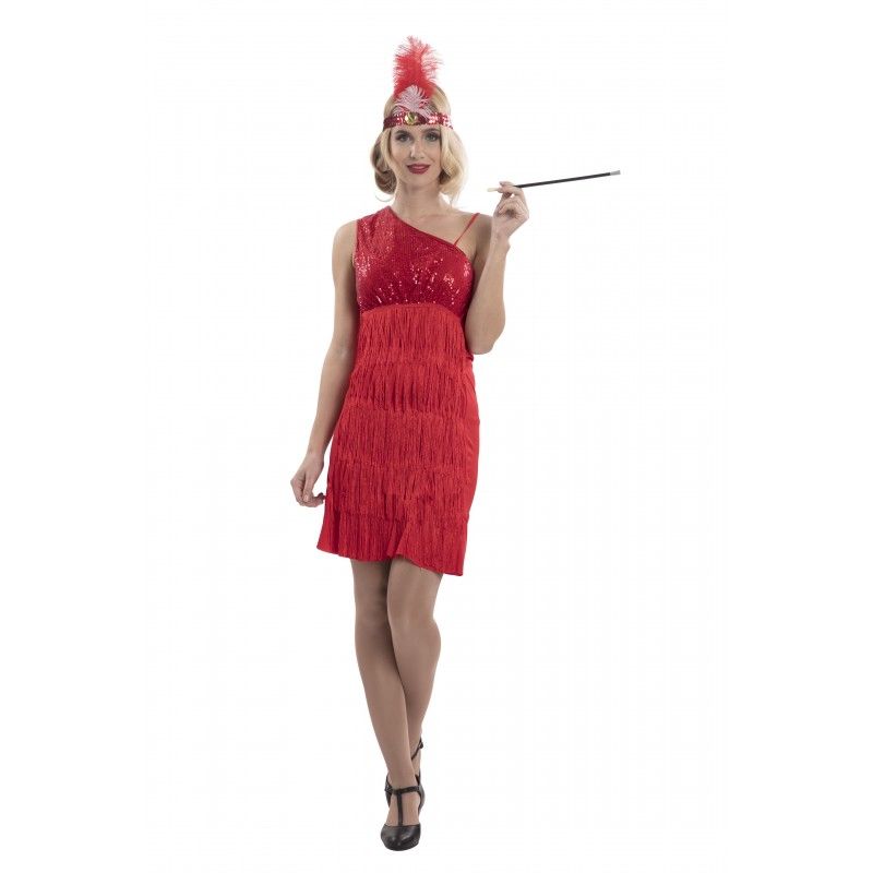 Disfraz de Charlestón rojo para Mujer Talla ML