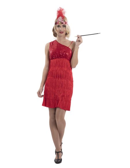 Disfraz de Charlestón rojo para Mujer Talla ML