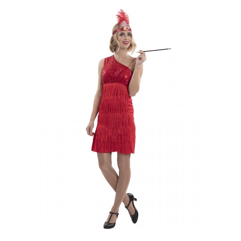 Disfraz de Charlestón rojo para Mujer Talla ML