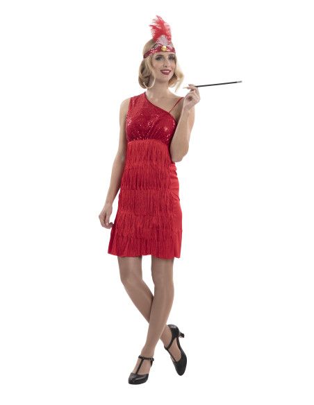 Disfraz de Charlestón rojo para Mujer Talla ML