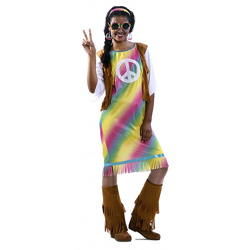 Disfraz de Hippie arcoiris para Mujer