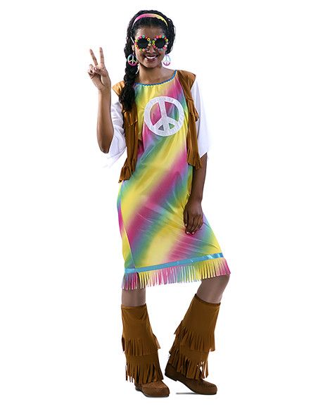 Disfraz de Hippie arcoiris para Mujer
