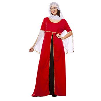 Disfraz de Dama medieval roja para Mujer