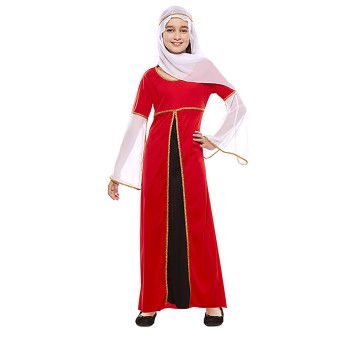 Disfraz de Dama medieval roja para Niña