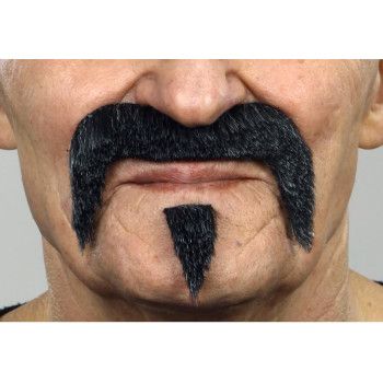 Bigote con Perilla negro con canas.