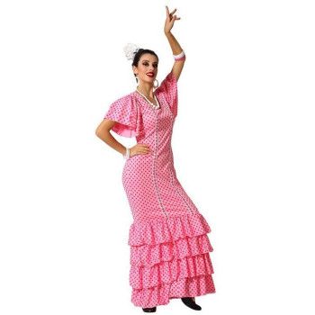 Disfraz de Flamenca Rosa con lunares Mujer.