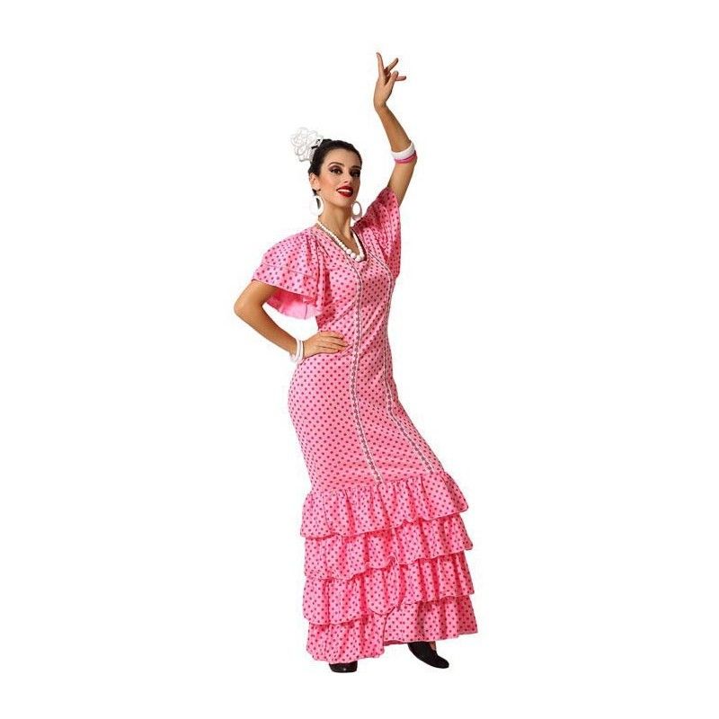 Disfraz de Flamenca Rosa con lunares Mujer.