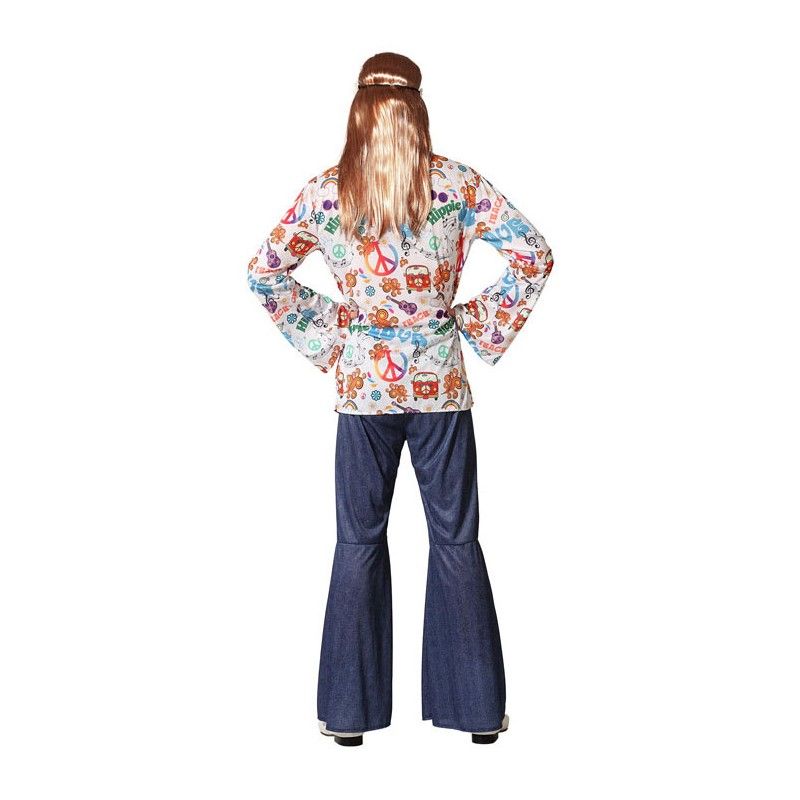 Espalda - Disfraz de Hippie Estampado para Hombre.