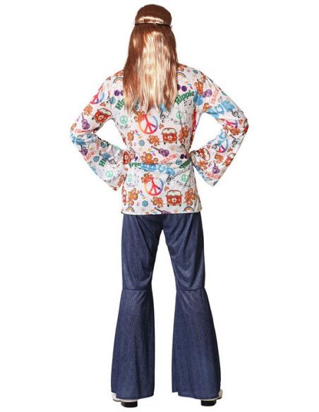 Espalda - Disfraz de Hippie Estampado para Hombre.