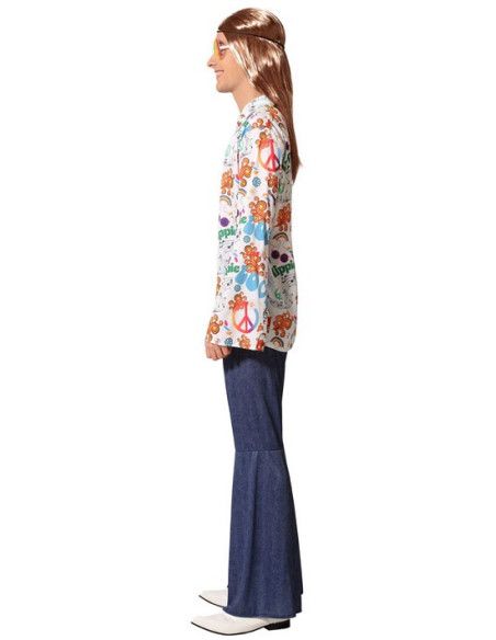 Perfil - Disfraz de Hippie Estampado para Hombre.