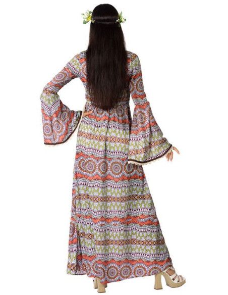 Espalda - Disfraz de Hippie Largo para Mujer.