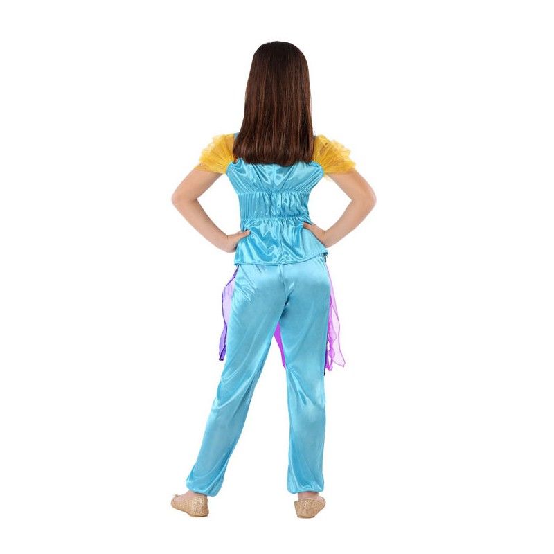 Espalda - Disfraz de Princesa Árabe Azul para Niña.