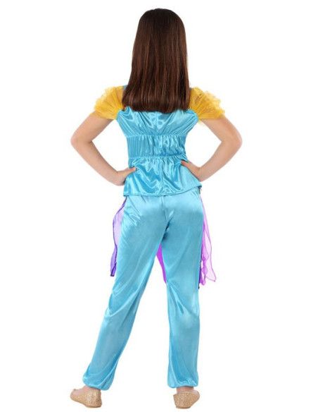 Espalda - Disfraz de Princesa Árabe Azul para Niña.