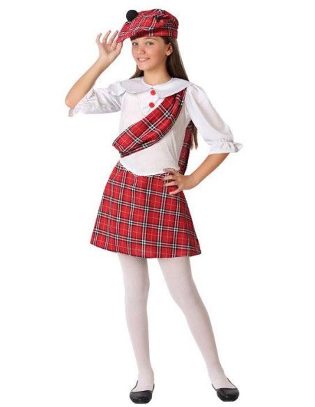 Disfraz de Escocesa Cuadros Niña.