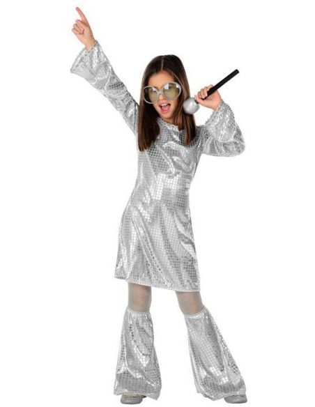 Disfraz de Disco Plateado para Niña.