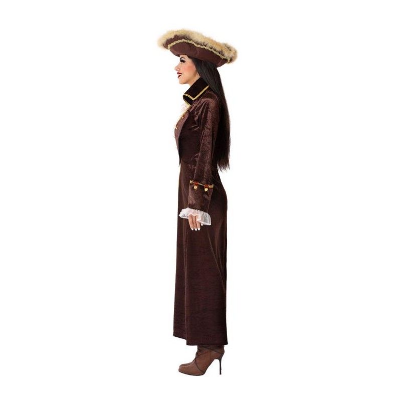 Perfil - Disfraz de Pirata Marrón para Mujer.