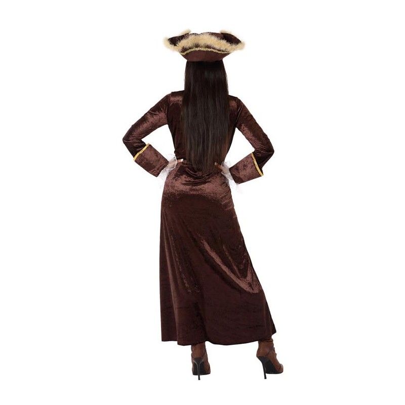 Espalda - Disfraz de Pirata Marrón para Mujer.