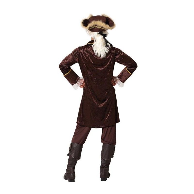 Espalda - Disfraz de Pirata Marrón para Hombre.