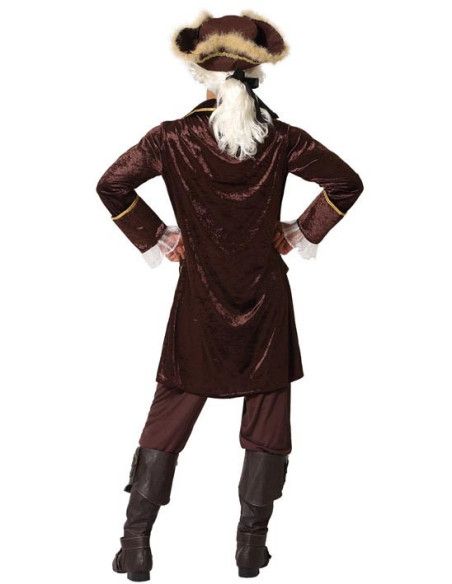 Espalda - Disfraz de Pirata Marrón para Hombre.