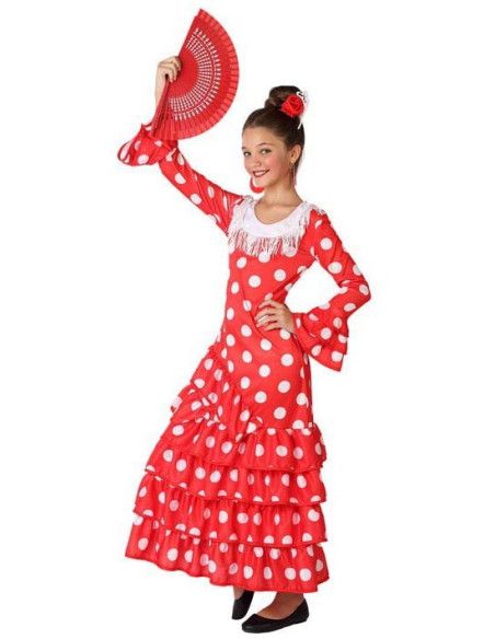 Disfraz de Sevillana Lunares Grandes Niña.