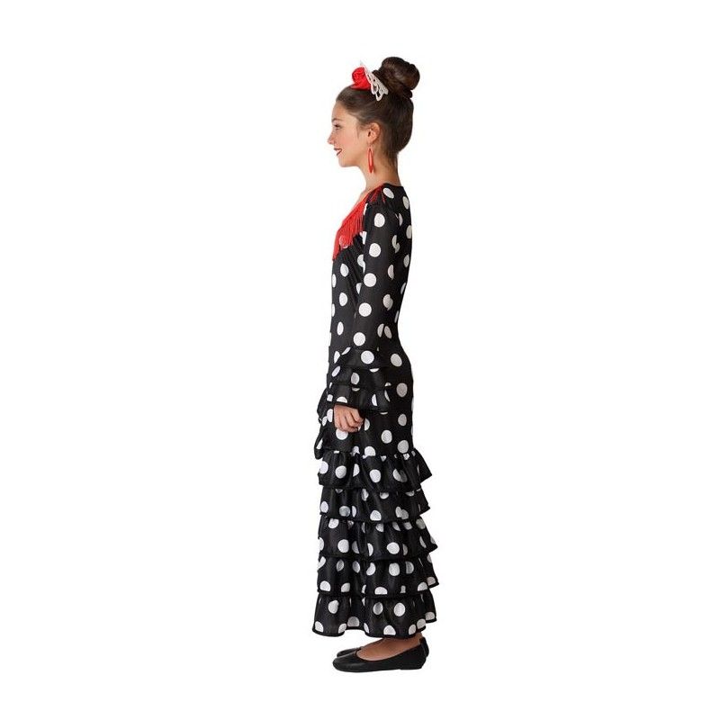 Perfil - Disfraz de Sevillana Negro Lunares Niña.