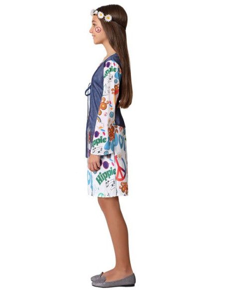 Perfil - Disfraz de Hippie Estampado para Niña.