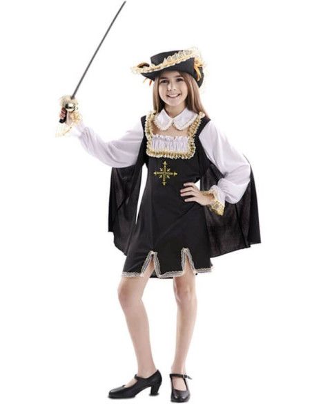 Disfraz de Mosquetera con Cruz Dorada para Niña.