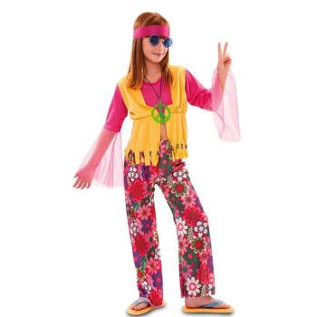 Disfraz de Hippie Rosa para Niña.