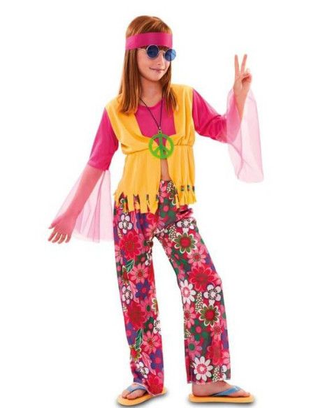 Disfraz de Hippie Rosa para Niña.