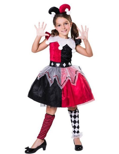 Disfraz de Arlequina Roja y Negra para Niña