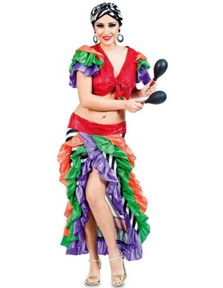 Disfraz de Rumbera multicolor para mujer.