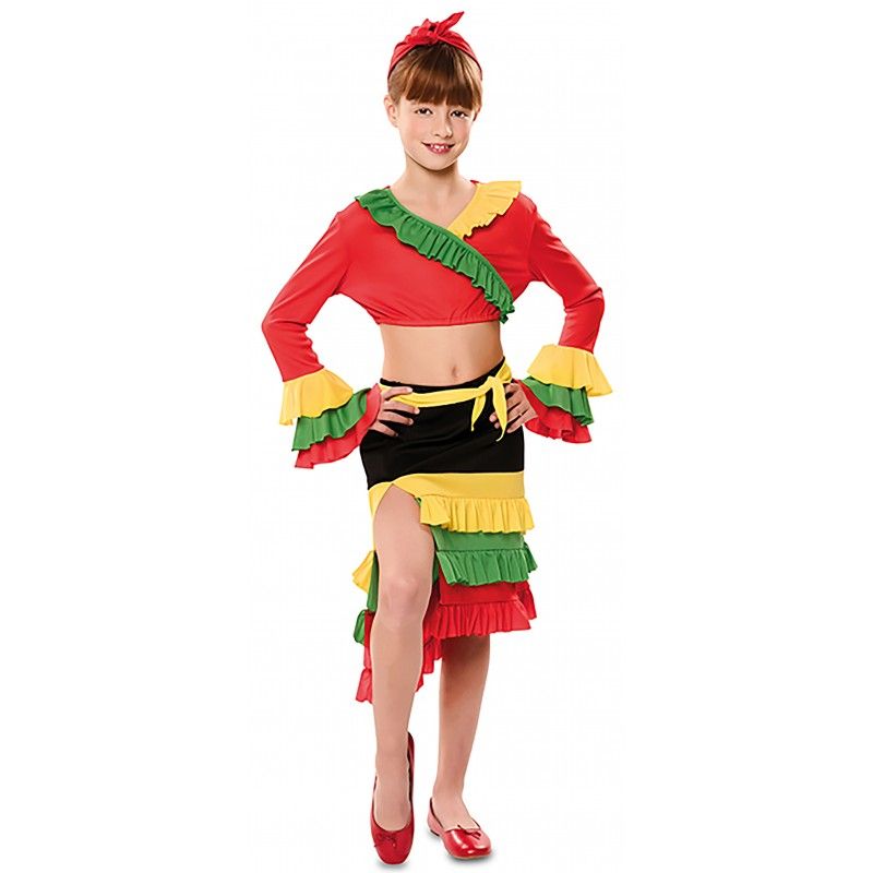  Disfraz de Rumbera Roja para niña
