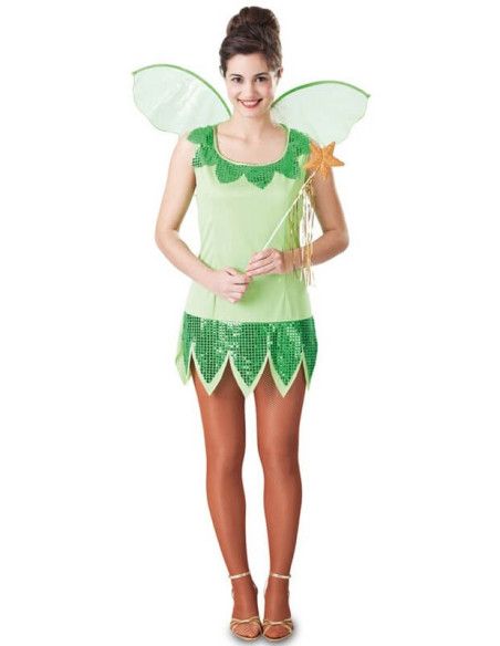 Disfraz de ninfa verde con alas para mujer