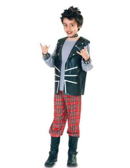 Disfraz de Punk a cuadros escoceses para niño