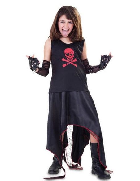 Disfraz de Punk con calavera para niña