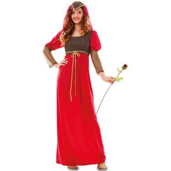 Disfraz de Dama Medieval roja para mujer.