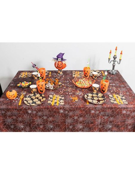 Set Halloween Calabaza (6 Platos, 6 Vasos Y 6 Servilletas).