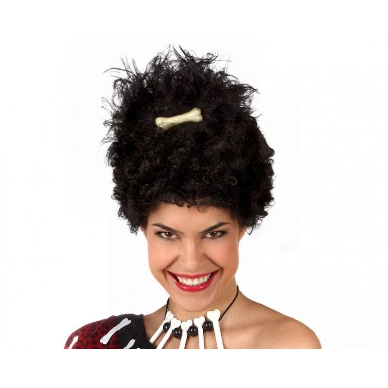 Peluca Afro de Troglodita con Hueso para Mujer - Pelucas para Disfraces, Carnaval, Halloween y Navidad - MisterDisfraz.com