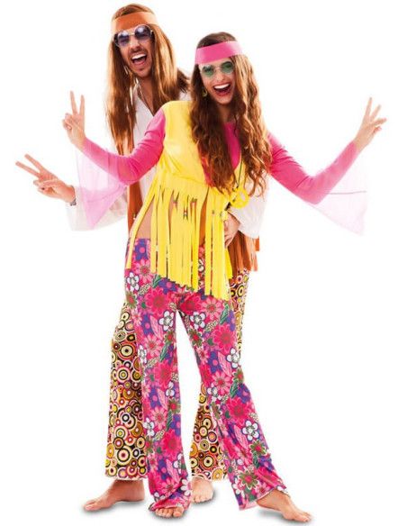 Disfraz de Hippie Rosa para Mujer