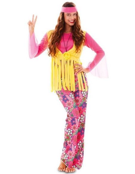 Disfraz de Hippie Rosa para Mujer