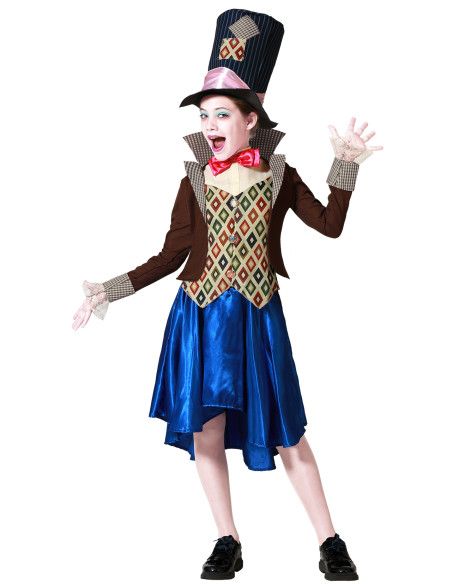 Disfraz de Sombrerera Azul para Niña.