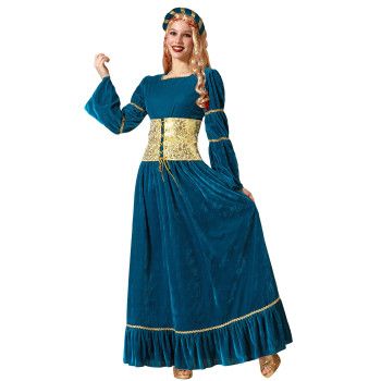 Disfraz de Reina Medieval Azul para Mujer.