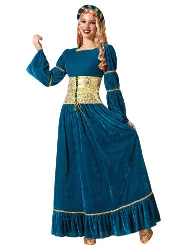 Disfraz de Reina Medieval Azul para Mujer.