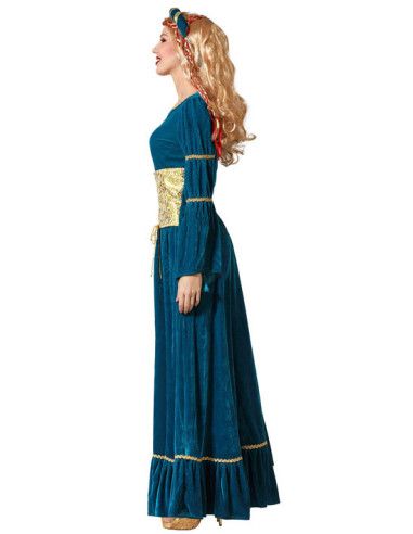 Disfraz de Reina Medieval Azul para Mujer.