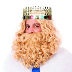 Peluca y Barba Rey Mago Rubia Mate