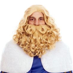 Peluca y Barba Rey Mago Rubia Mate
