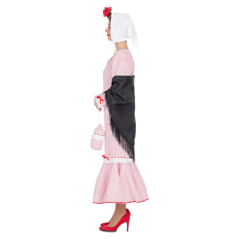 Disfraz de Chulapa Madrileña Blanco para Mujer.