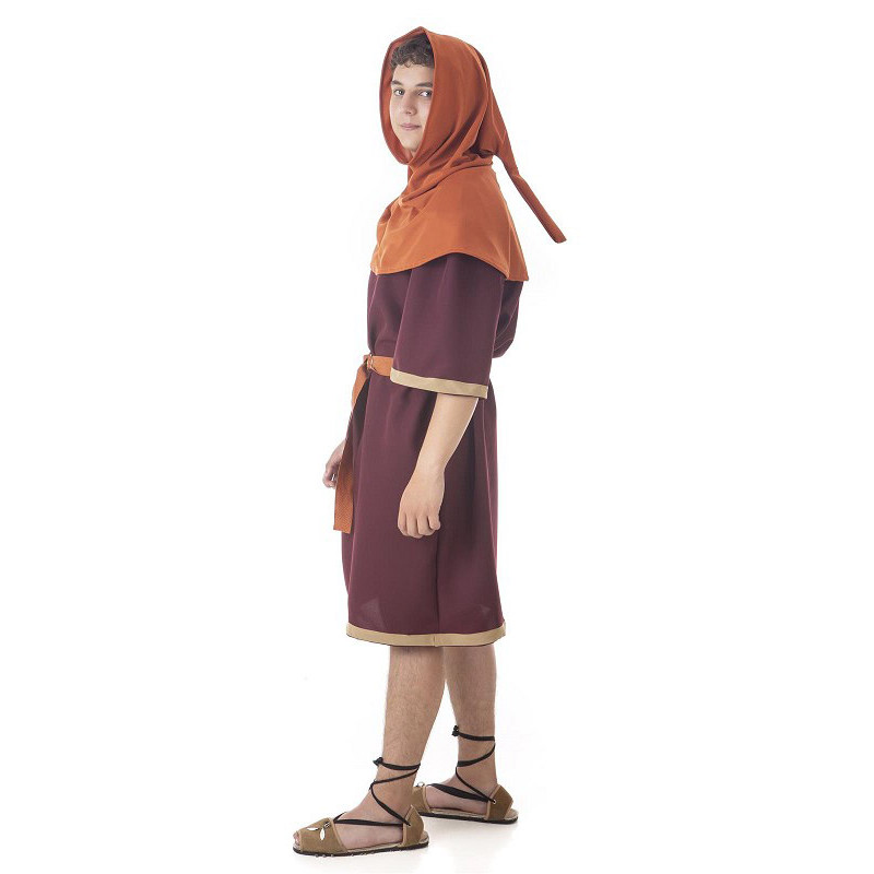 Túnica Medieval con Capucha Teja para Hombre
