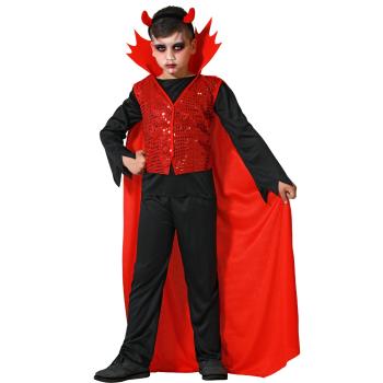 DISFRAZ DEMONIO NIÑO INFANTIL LENTEJUELAS ROJO