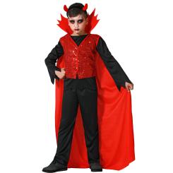DISFRAZ DEMONIO NIÑO INFANTIL LENTEJUELAS ROJO